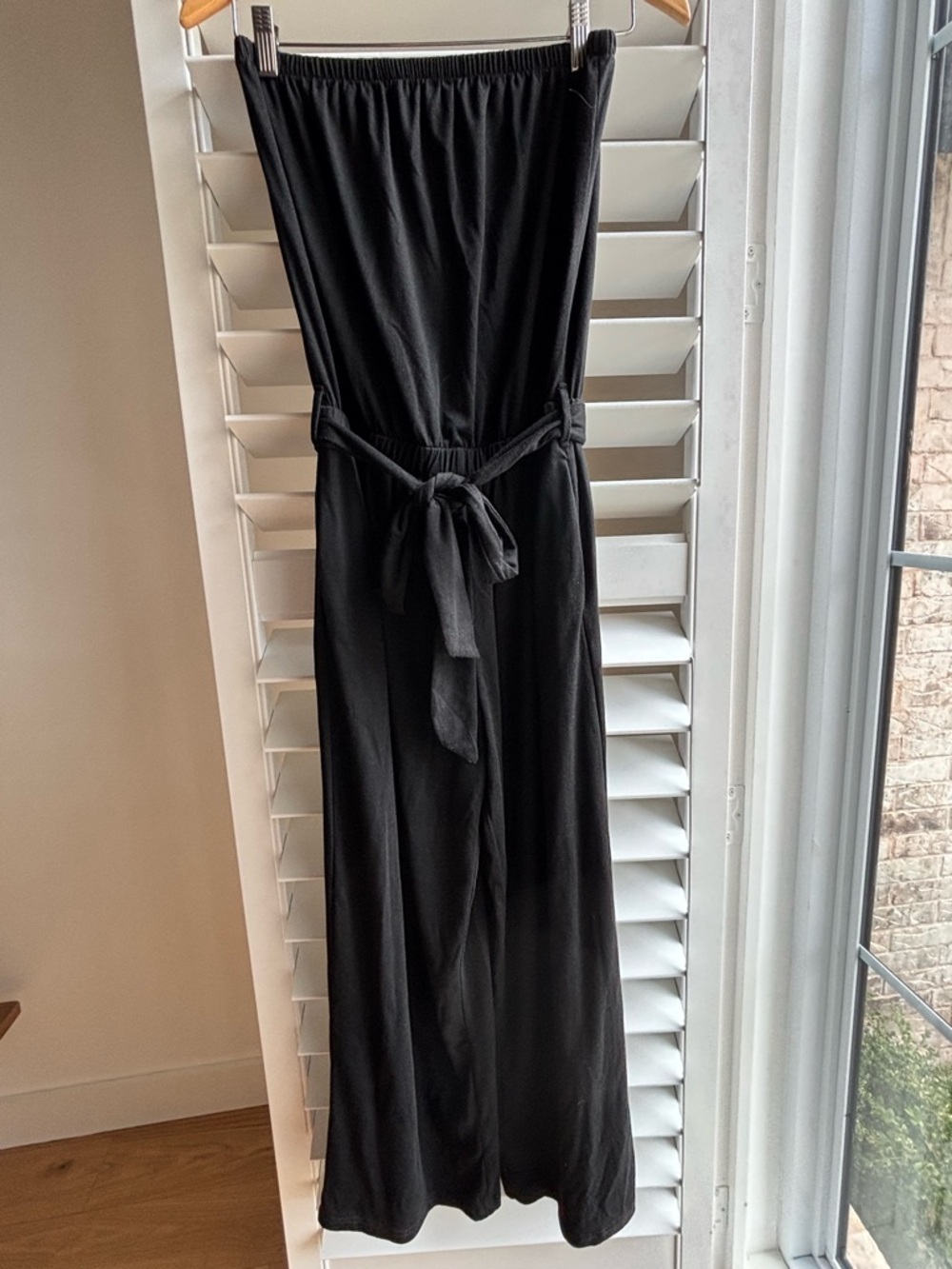 Black Strapless Maxi Jumpsuit with Tie Waist
